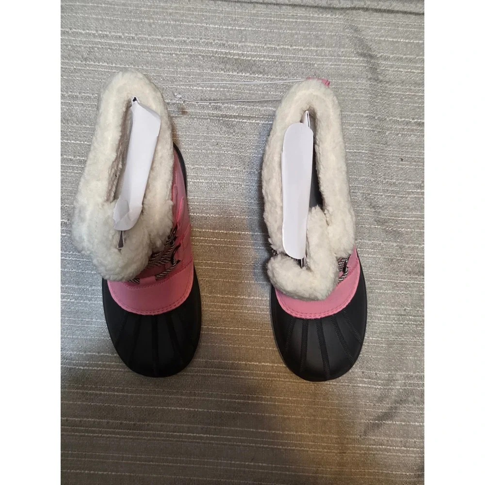 Cat & Jack Girls Pink Snow Boots Insulated Winter Duck Boots Size 3 Thermolite